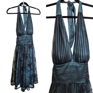 🆕️ Coldwater Creek Mesh Overlay Halter Mini Dress